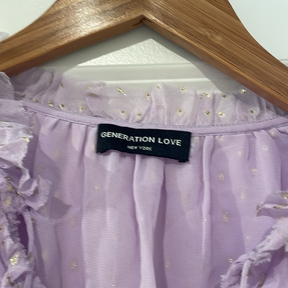 Generation Love Lilac Ruffle silk top size small - Picture 4 of 5